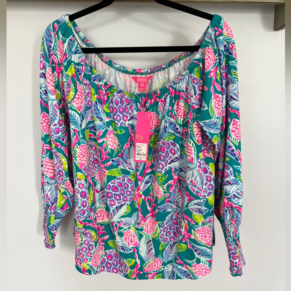Lilly Pulitzer NWT XL Lana Top in Turtle Wave